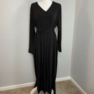 H Halston Maxi Button Front Dress Black NWT Size Small MSRP $98